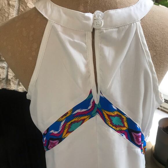 YD Embroidered Sleeveless Geometric Print White Dress Girl's Size 10/11 Years - Picture 5 of 7